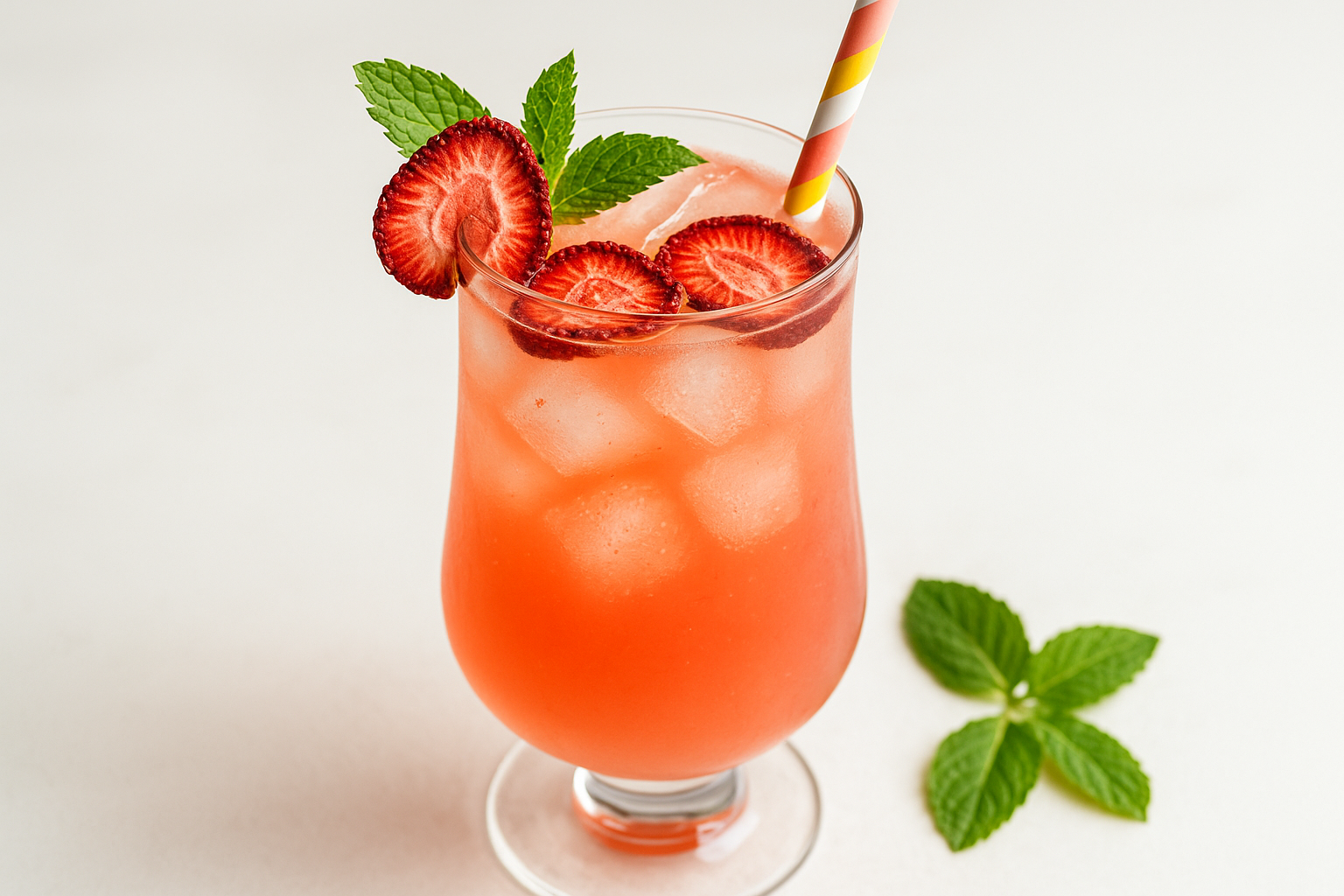 mocktail with dried strawberry garnish